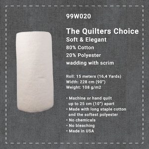 Simply Cotton BOLT of 90" 80% Cotton / 20% Polyester Wadding (15m)