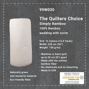 Simply Cotton Bolt of 100% Bamboo Wadding - 15m