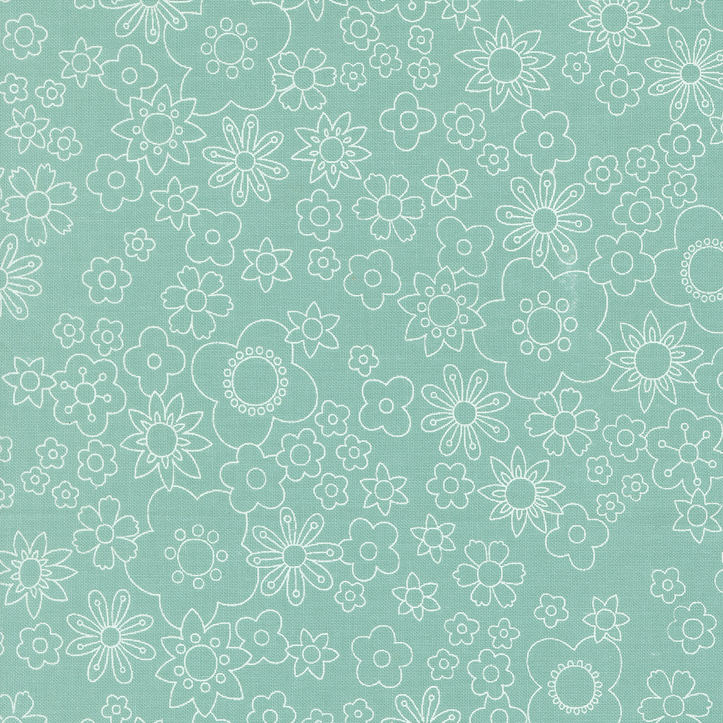 Happy Daze Aqua Floral Solid